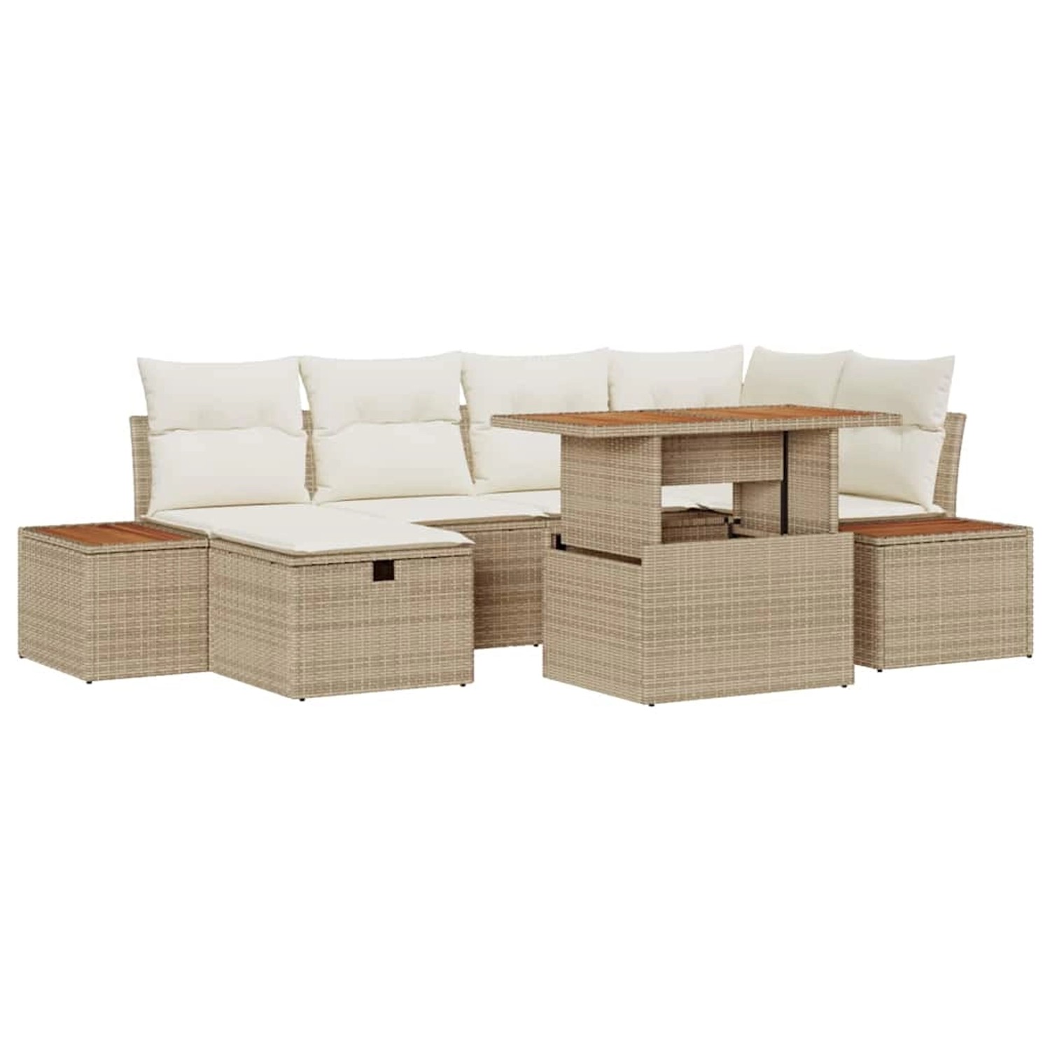 vidaXL Garten-Sofa-Set Höhenverstellbar 7-Tlg Beige Poly Rattan 3361413 günstig online kaufen