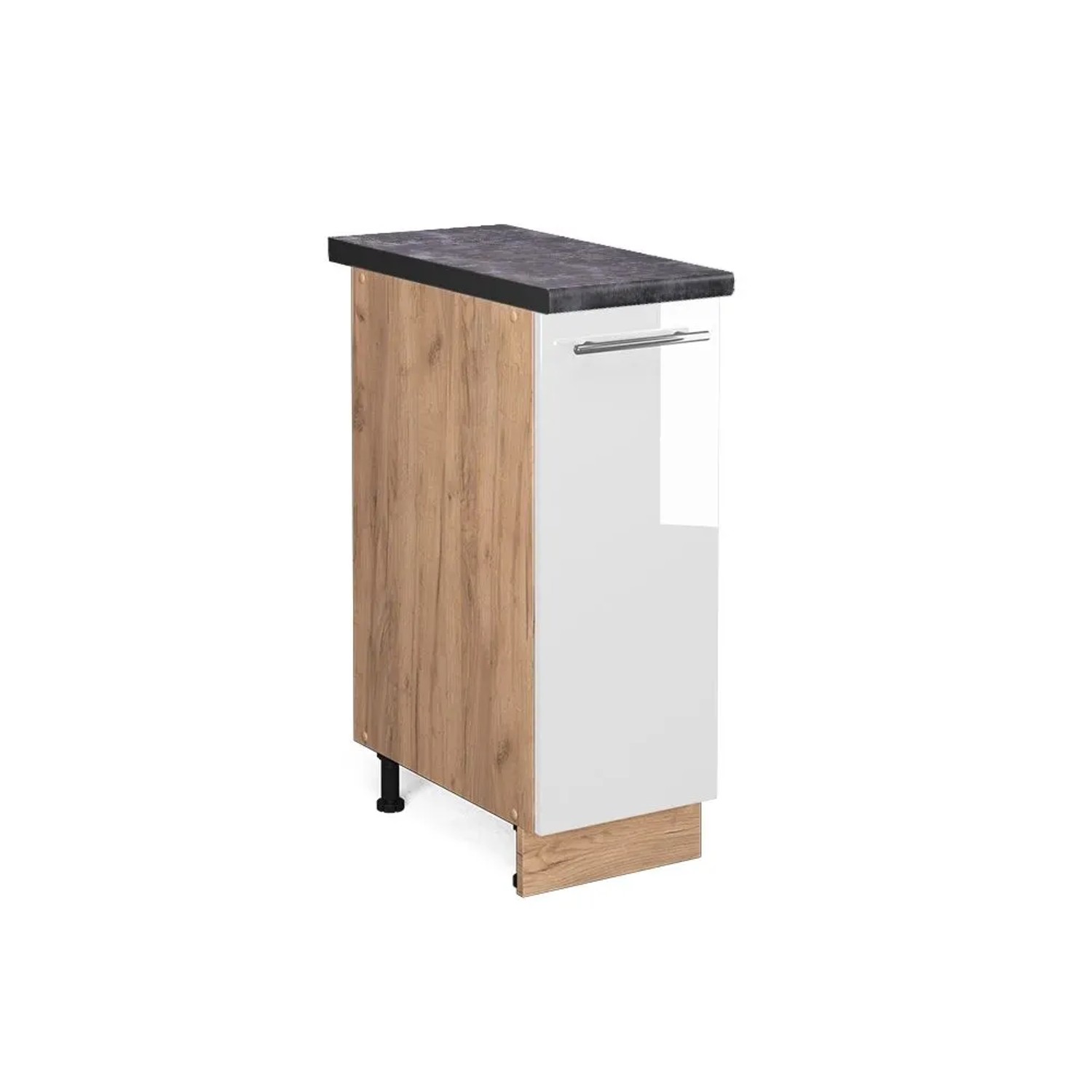 Vicco Apothekerschrank Fame-Line Weiß Hochglanz Goldkraft Eiche 30 cm AP Anthrazit