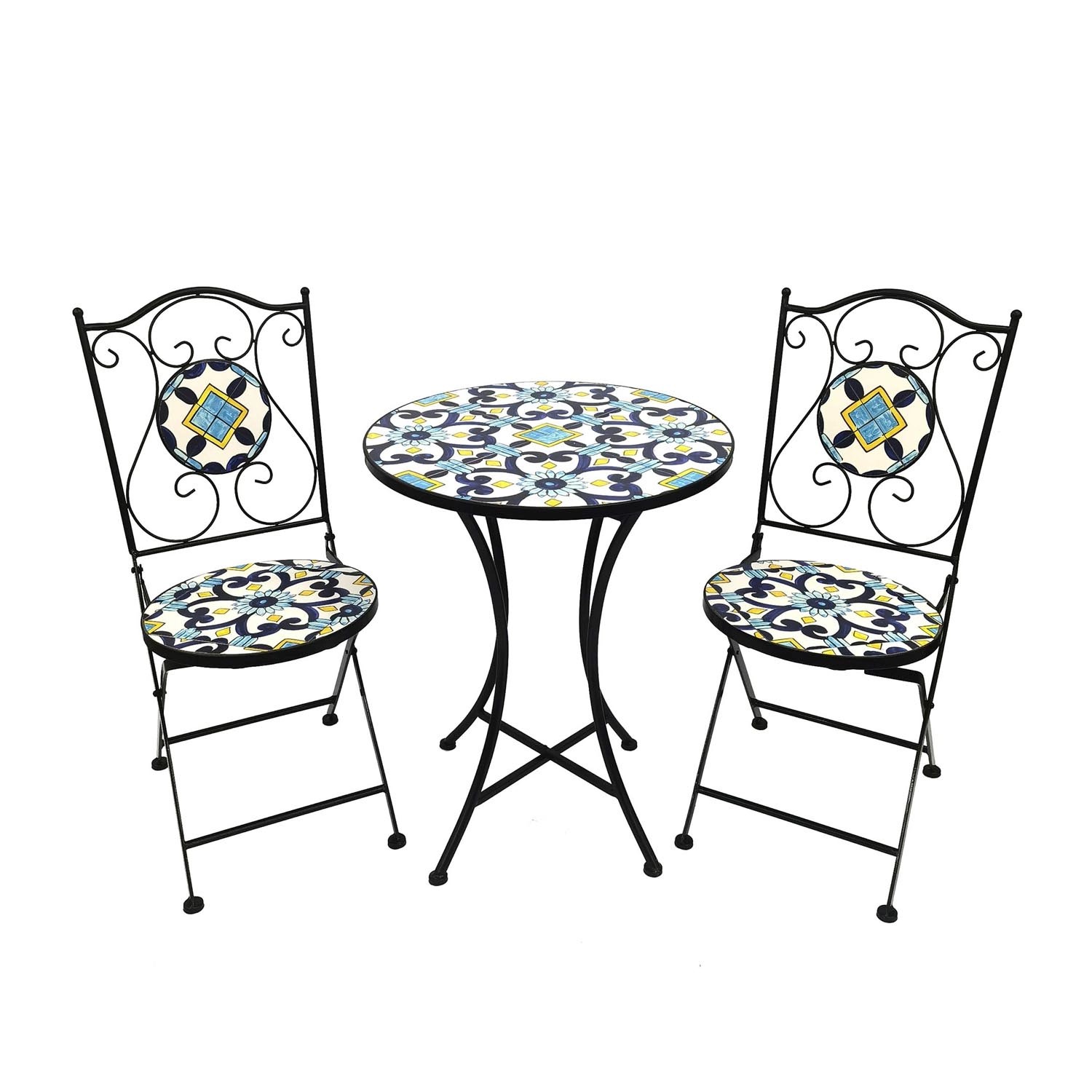 Moawo Mosaik Sitzgarnitur Set 3teilig Sitzgruppe Gartenmöbel Tisch Stühle günstig online kaufen