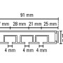 Technische Zeichnung Gardinia Vorhangschiene 3-läufig GE3 Weiß, Maße: 91x17,3 mm, Laufkanal 4 mm.