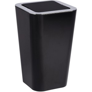 Schwarzer Wenko Schwingdeckeleimer Candy, 6 l, für Bad oder WC. Kosmetikeimer mit Schwingdeckel und Chromrand.