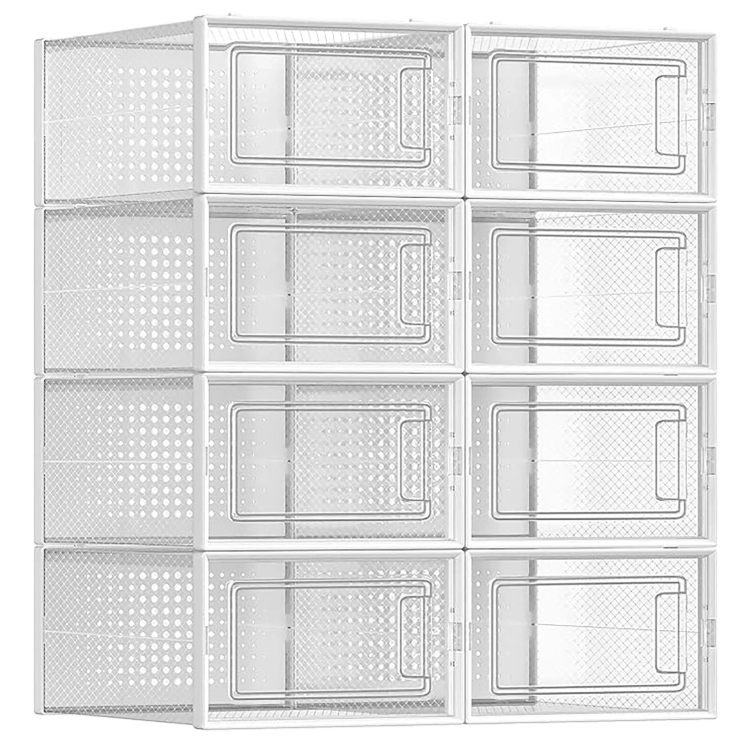 Songmics Schuhboxen-Set Dennys Faltbar Weiß 8-teilig