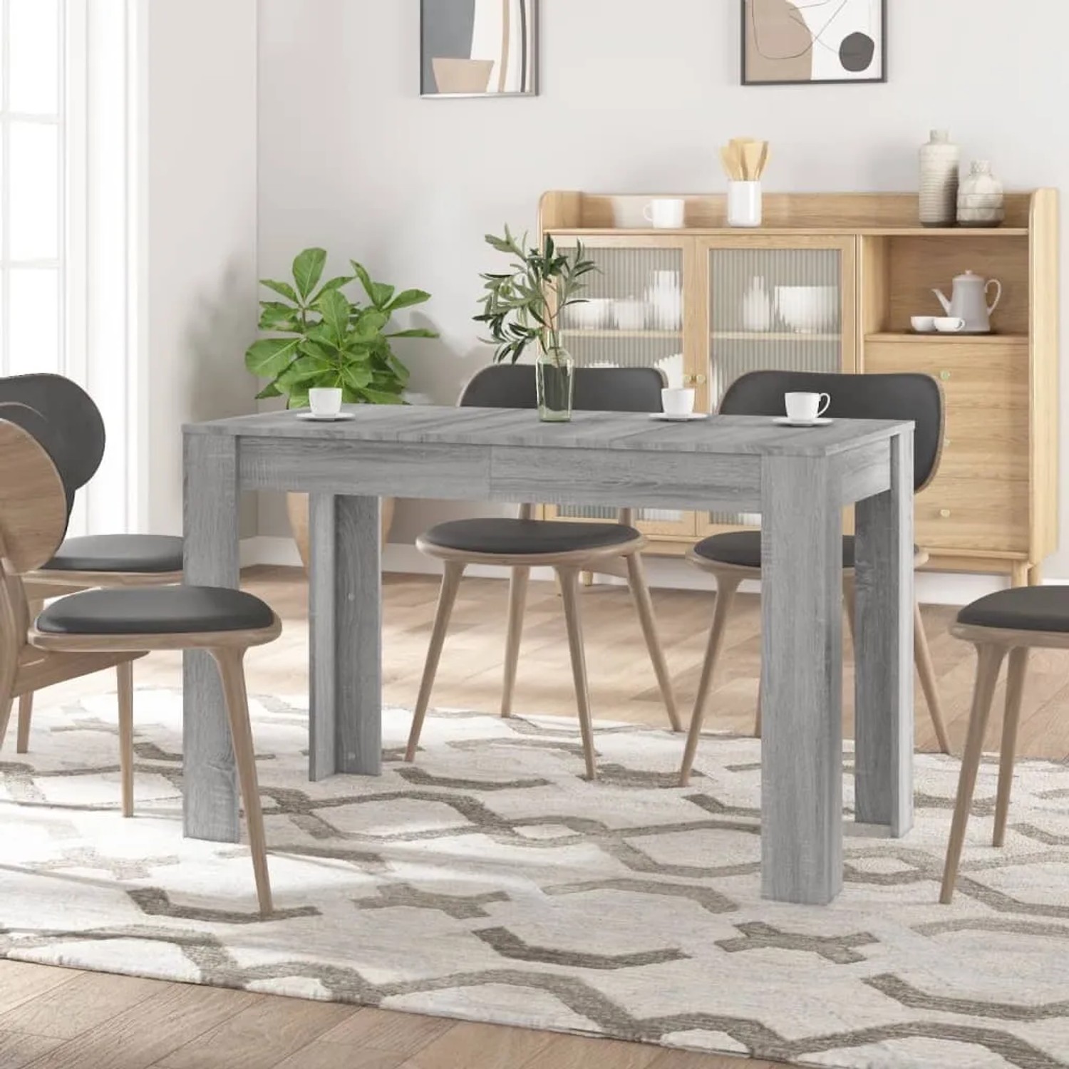 vidaXL Esstisch Grau Sonoma, 120x60 cm, aus Holzwerkstoff. Moderner Tisch für Esszimmer oder Küche.