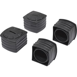 4 schwarze Fußkappen aus Kunststoff für Bonlee Gartentisch.