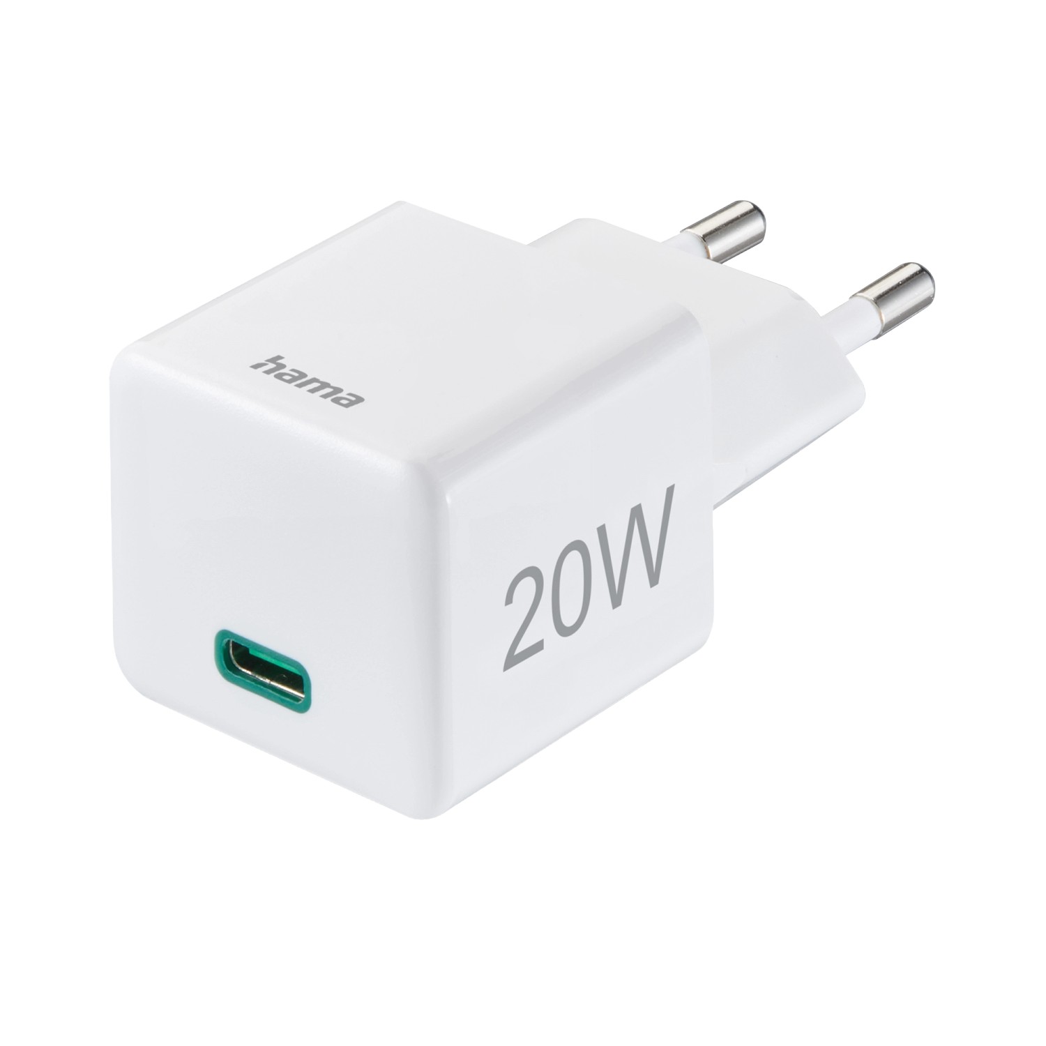 Hama Schnellladegerät Mini-Ladegerät USB-C PD 20 W Weiß