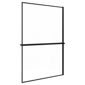AICA Walk-In Duschwand 140x200cm mit schwarzem Rahmen, Duschregal und Handtuchhalter.