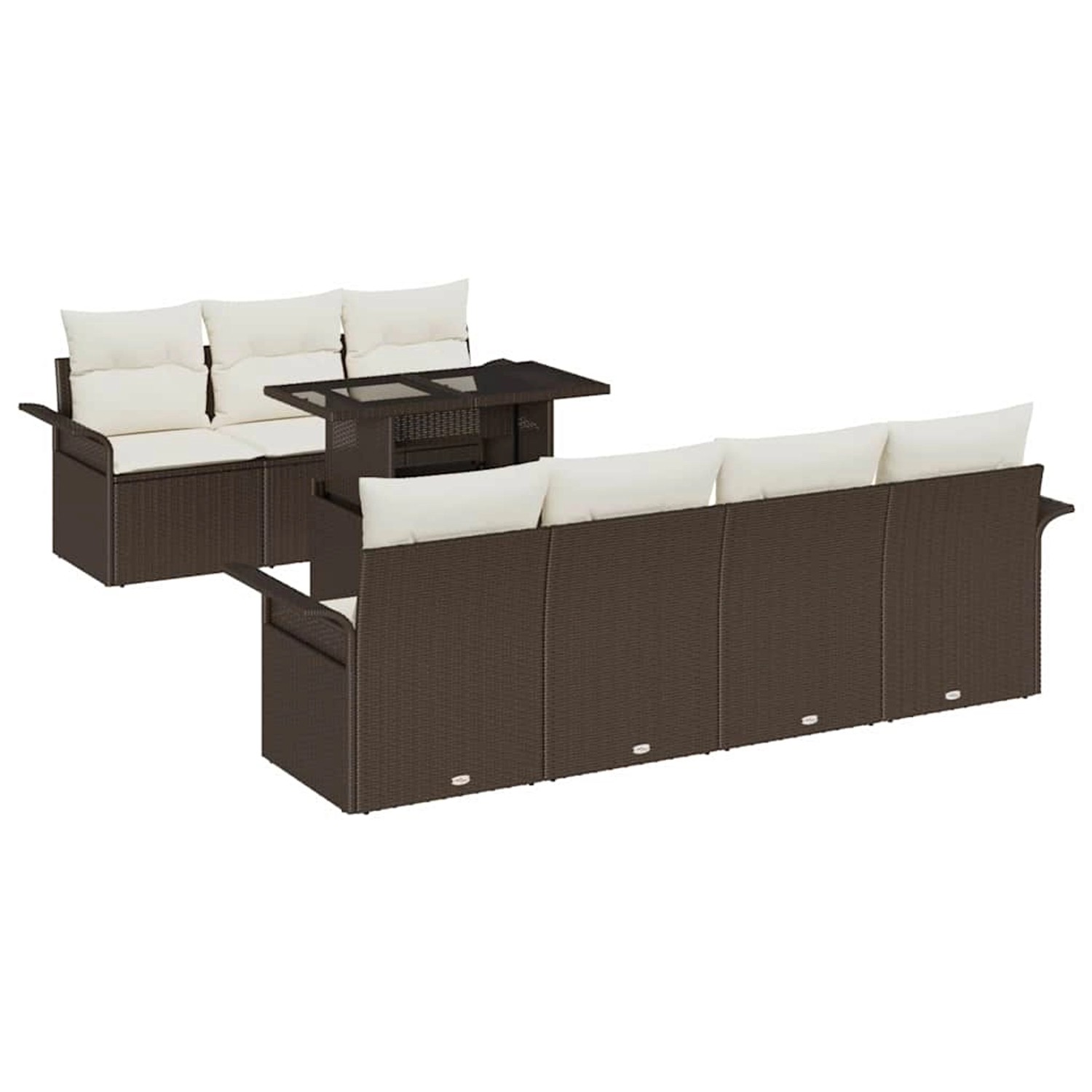 vidaXL Garten-Sofa-Set mit Kissen mit Speicher 8-Tlg Braun Poly Rattan 3356 günstig online kaufen