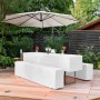 Weißes Beautissu Biertischhussen-Set (3tlg) für Festzeltgarnitur auf Terrasse. Ideal für Garten & Feiern.