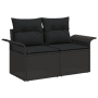 Schwarzes 2-Sitzer Gartensofa aus Polyrattan, Teil eines 8-teiligen vidaXL Gartenmöbel Sets.
