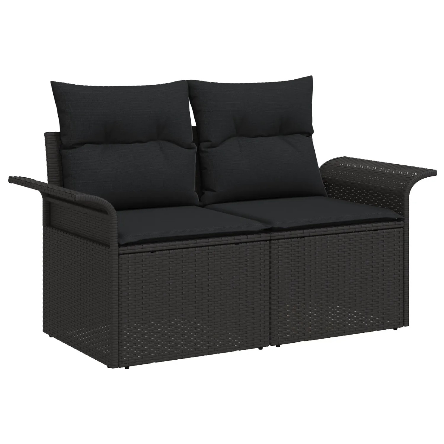 Schwarzes 2-Sitzer Gartensofa aus Polyrattan, Teil eines 8-teiligen vidaXL Gartenmöbel Sets.