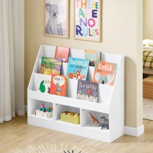 SoBuy Bücherregal Kinderregal mit 3 Ablagefächern und Spielzeug Weiß KMB118-W