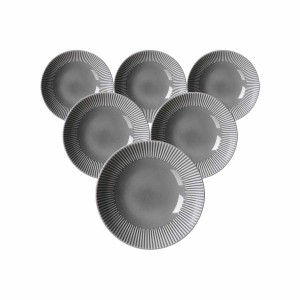6er Set Ritzenhoff & Breker Suppenteller Banda, 20 cm, grau, mit Streifenrelief.