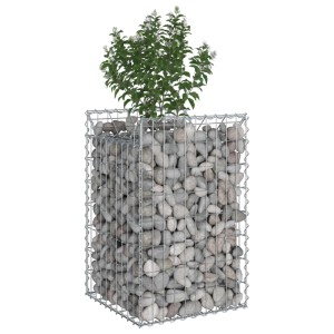 vidaXL Gabionen Hochbeet Silber 50 x 50 x 80 cm Verzinkter Stahl 42033302