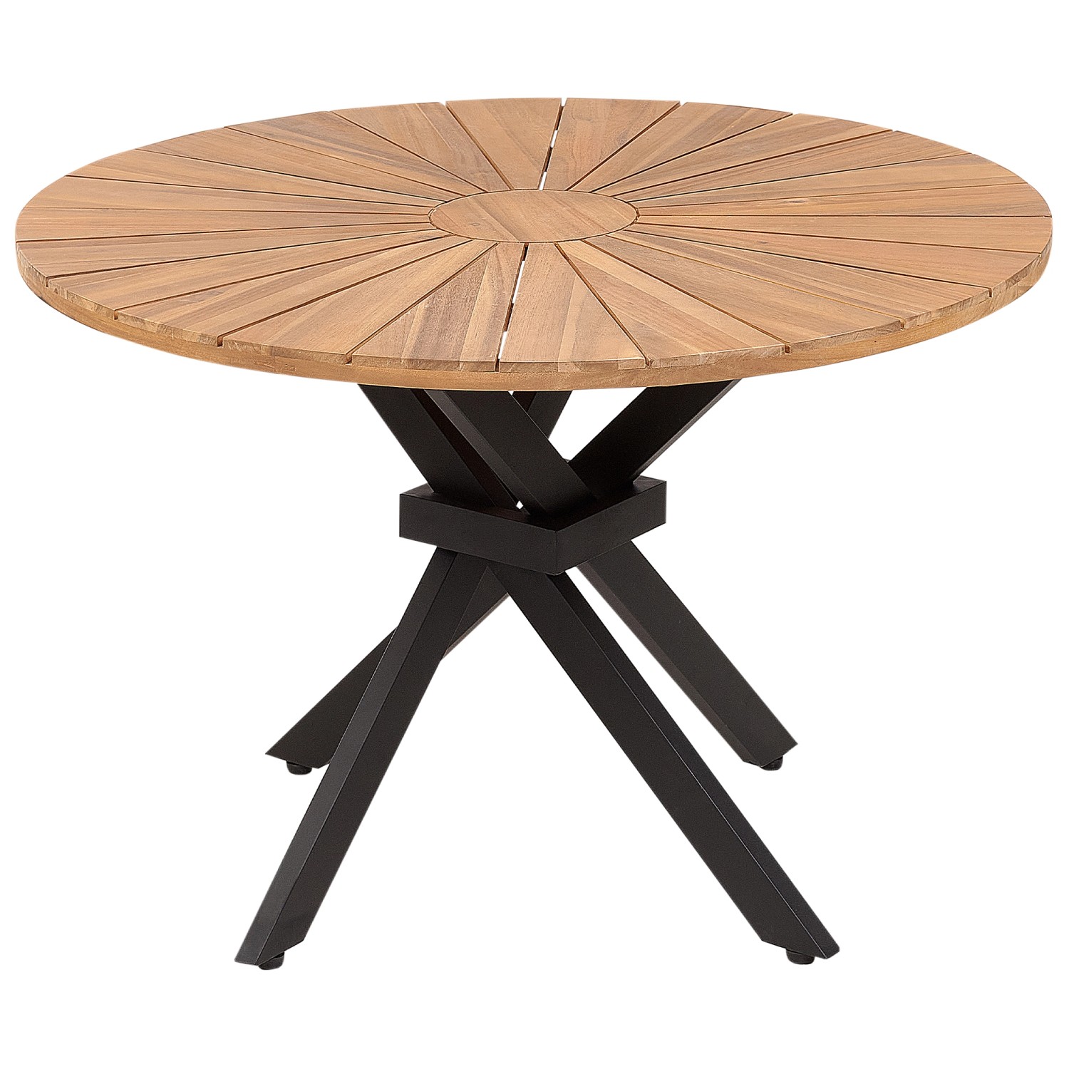 Beliani Runder Tisch CISSONE Heller Holzfarbton Schwarz 110x110x75 günstig online kaufen