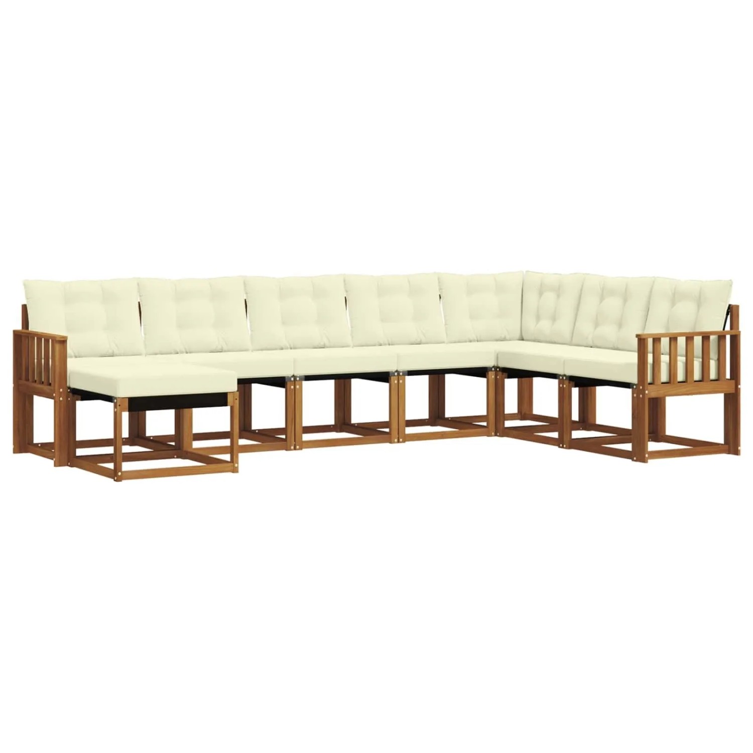 vidaXL Outdoor-Sofagarnitur mit Kissen 8-Tlg Natur und Creme 3368949