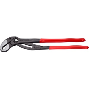 Knipex Cobra XL Rohrzange, 400mm, grau atramentiert, mit roten Griffen.