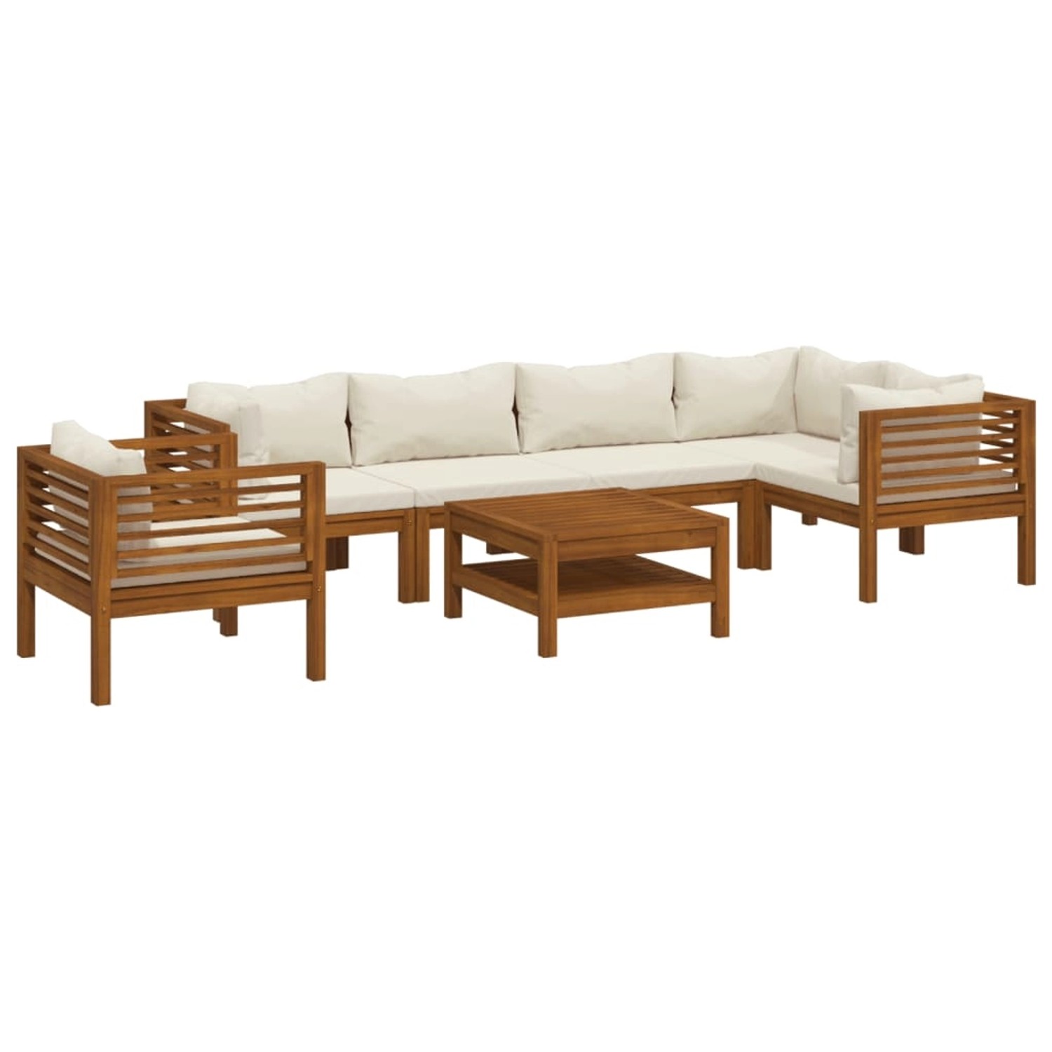 vidaXL 7-Tlg Garten-Lounge-Set mit Creme Kissen Massivholz Akazie 3086954 günstig online kaufen
