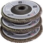 3-teiliges Fächerschleifscheiben-Set 115 mm für Winkelschleifer, verschiedene Körnungen.