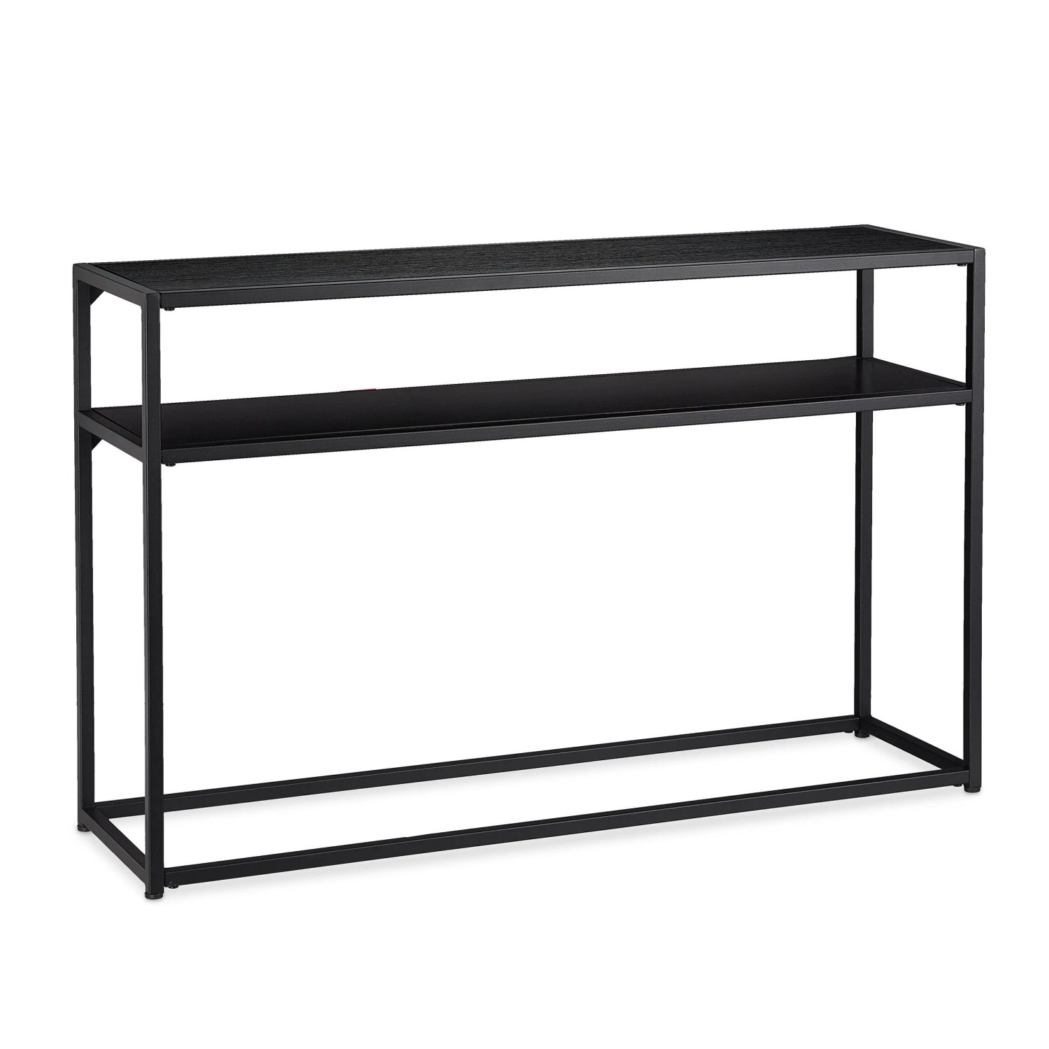 Relaxdays Konsolentisch Metall MDF Schwarz mit 2 Ablagen 70 cm x 110 cm x 30 cm 9,8 kg