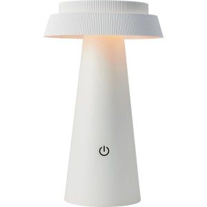 Weiße Solar-Tischleuchte Nerano, Ø 14x23 cm, mit LED und USB-Ladefunktion für stimmungsvolle Solar-Deko.