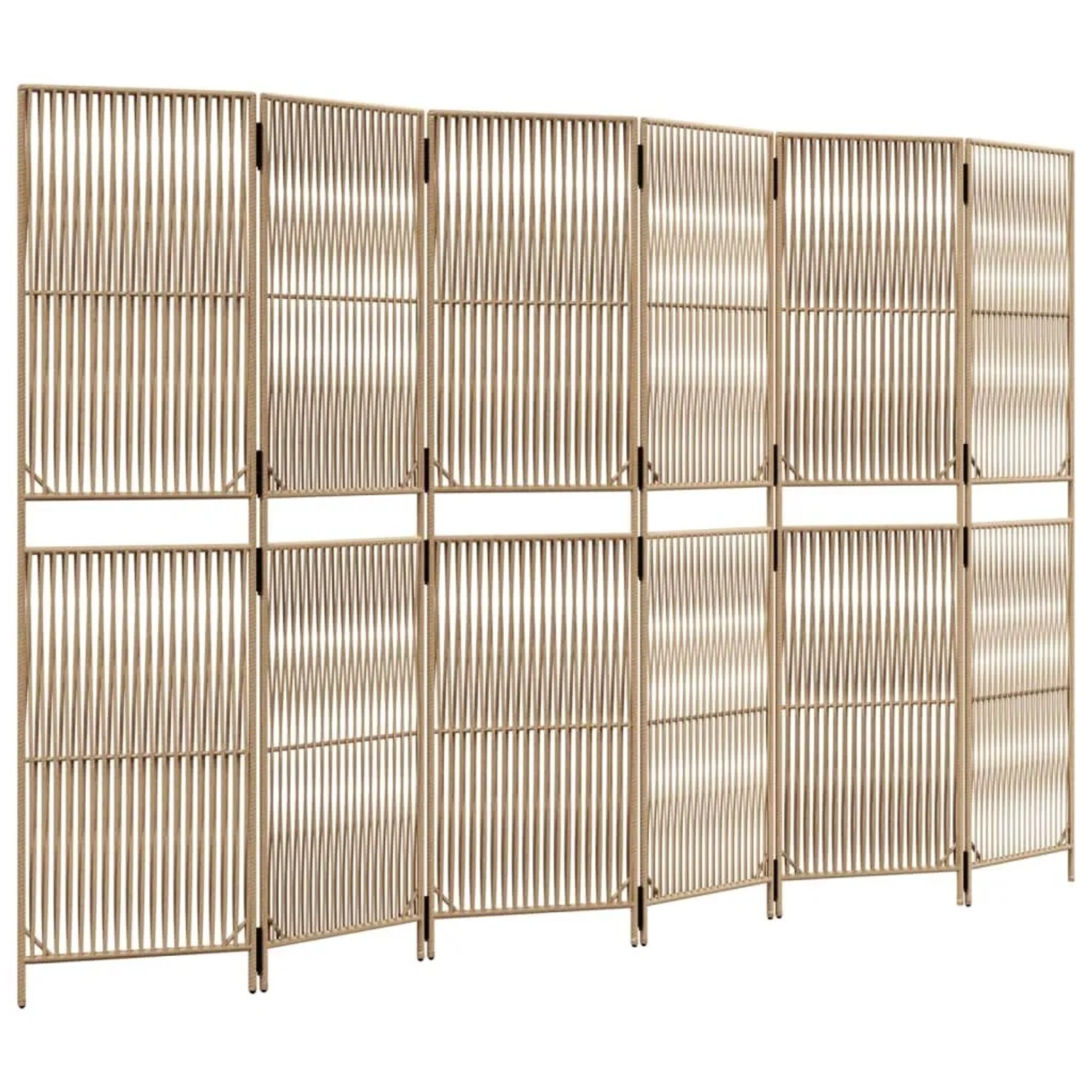 vidaXL Paravent 6 Tlg Beige Poly Rattan 365387