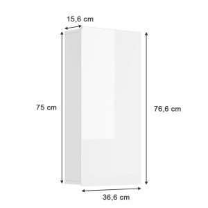 Vicco Badschrank Izan, weiß hochglänzend, 37x77 cm, zur Wandmontage. Badregal für mehr Stauraum im Badezimmer.