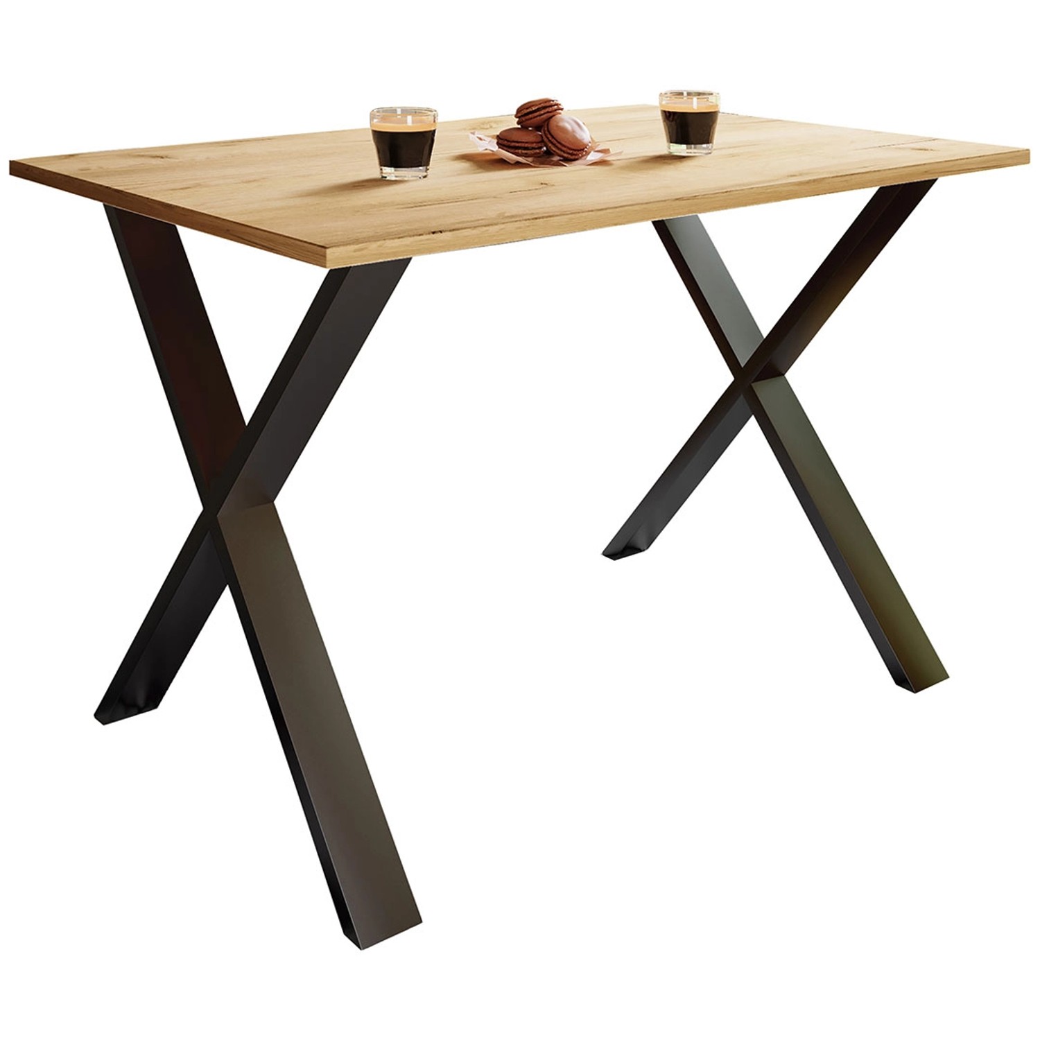 ebuy24 XonaX Esstisch 140x50 Eiche Dekor Schwarz günstig online kaufen