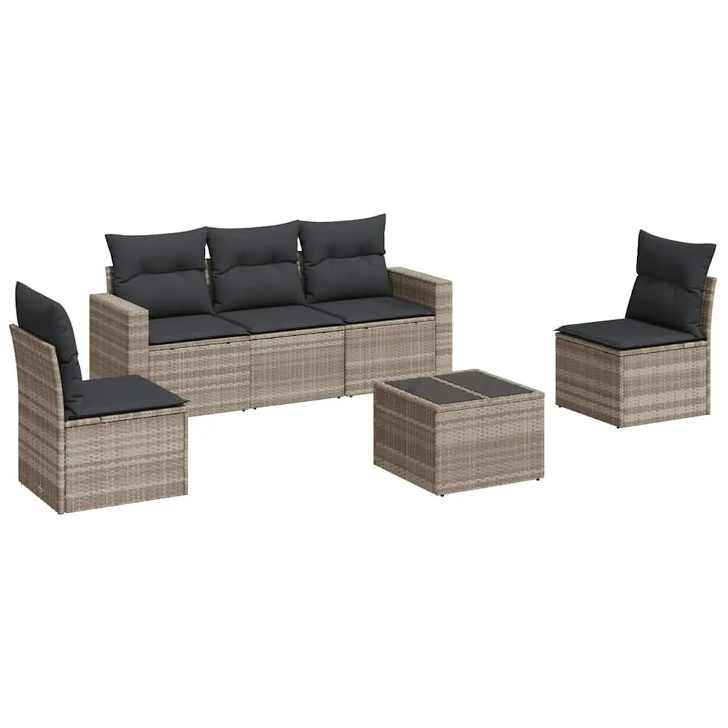 vidaXL 6-Tlg Garten-Sofagarnitur mit Kissen Hellgrau Poly Rattan 3251139 günstig online kaufen