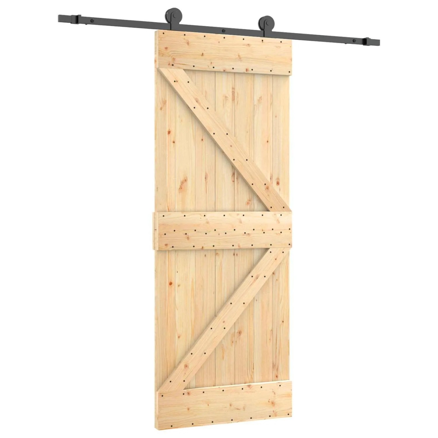 vidaXL Schiebetür Natur und Schwarz 85 x 210 cm Massivkiefer 3444984
