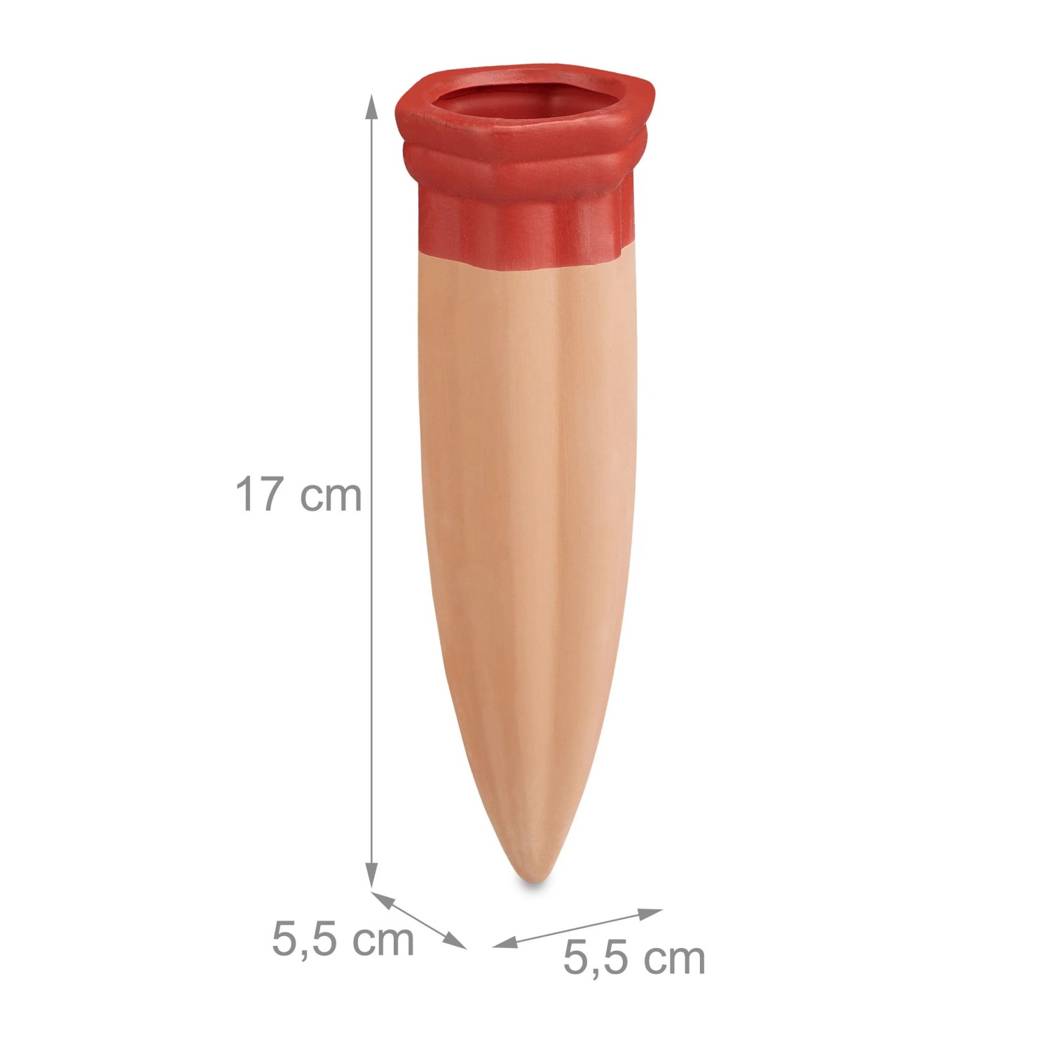 Relaxdays Bewässerungskegel Keramik Terracotta 4er Set 17 cm x 5,5 cm x 5,5 cm_4