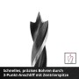 Detailaufnahme Einhell Holzspiralbohrer mit Zentrierspitze, geeignet für Bohrersets.