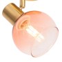 QAZQA Art Deco Strahler Vidro: Goldener Spot mit rosa Glas und sichtbarer E14 Glühbirne.