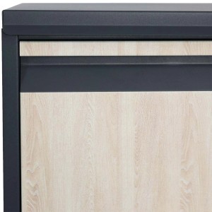 PROREGAL Paketkasten: Anthrazit-Korpus, helle Holzoptik-Front, Einwurf für Briefe und Pakete.