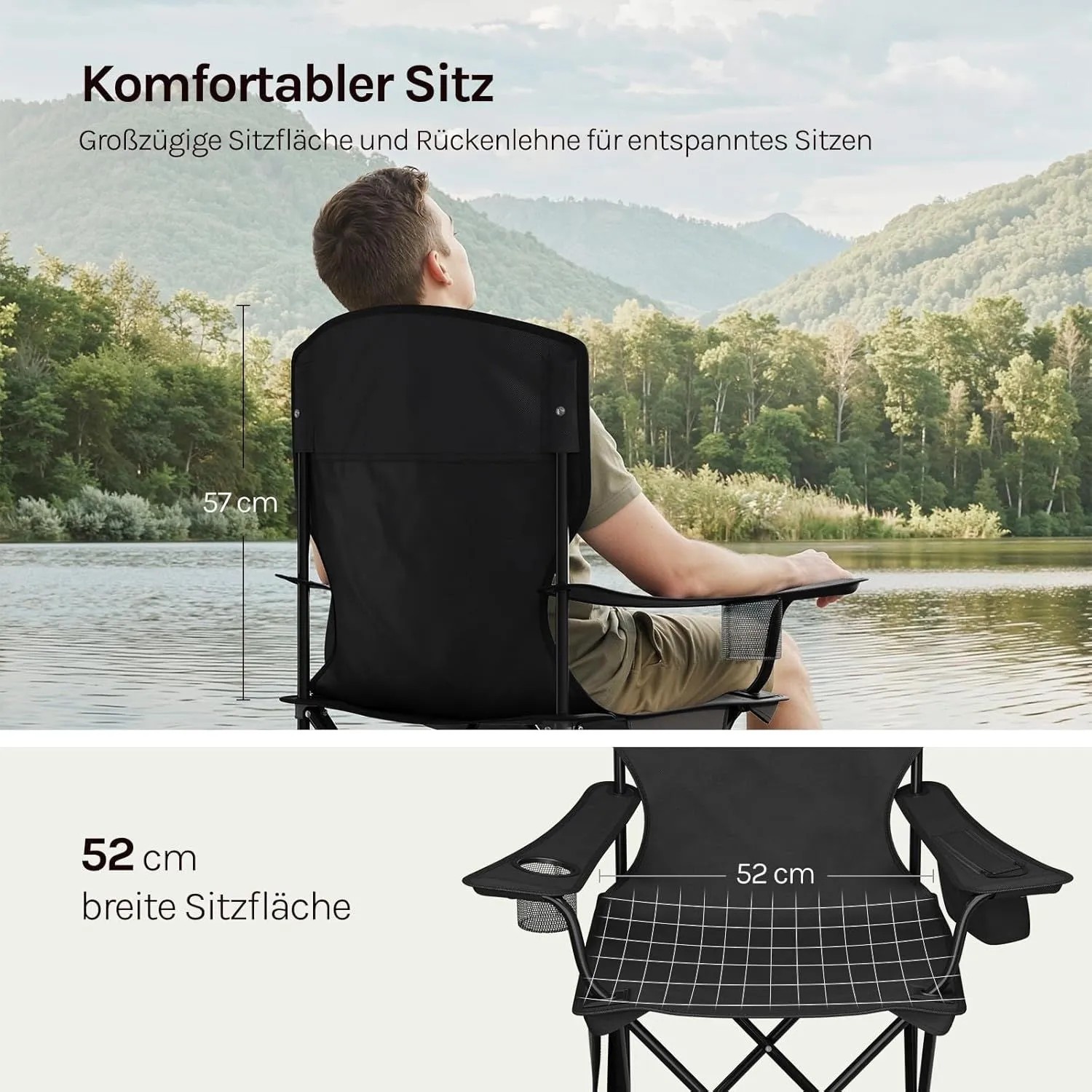 WOLTU Campingstuhl Klappbar Leicht mit Hochlehne Kühltasche Getränkehalter_6