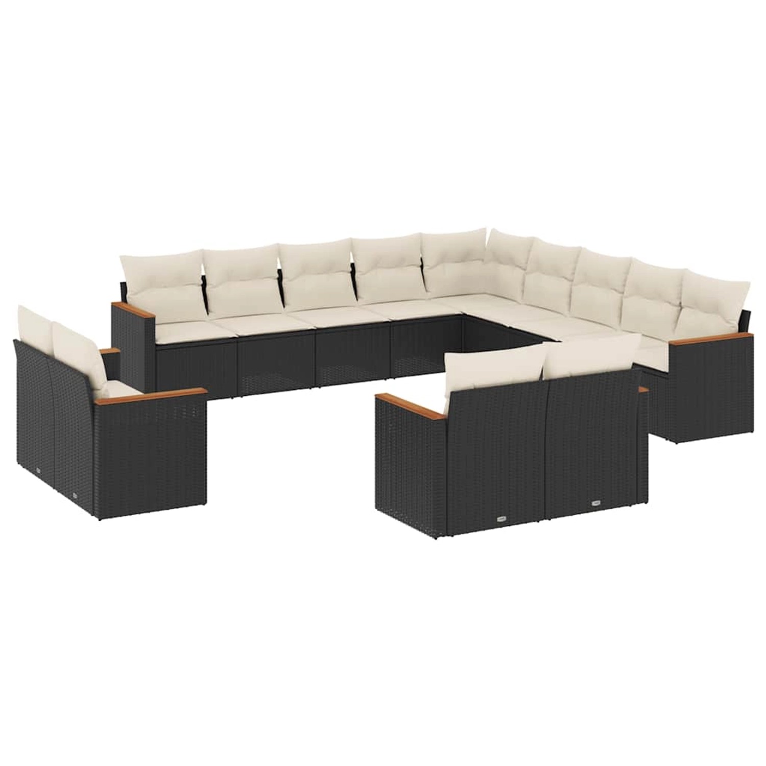 vidaXL 13-Tlg Garten-Sofagarnitur mit Kissen Schwarz Poly Rattan 3258927 günstig online kaufen