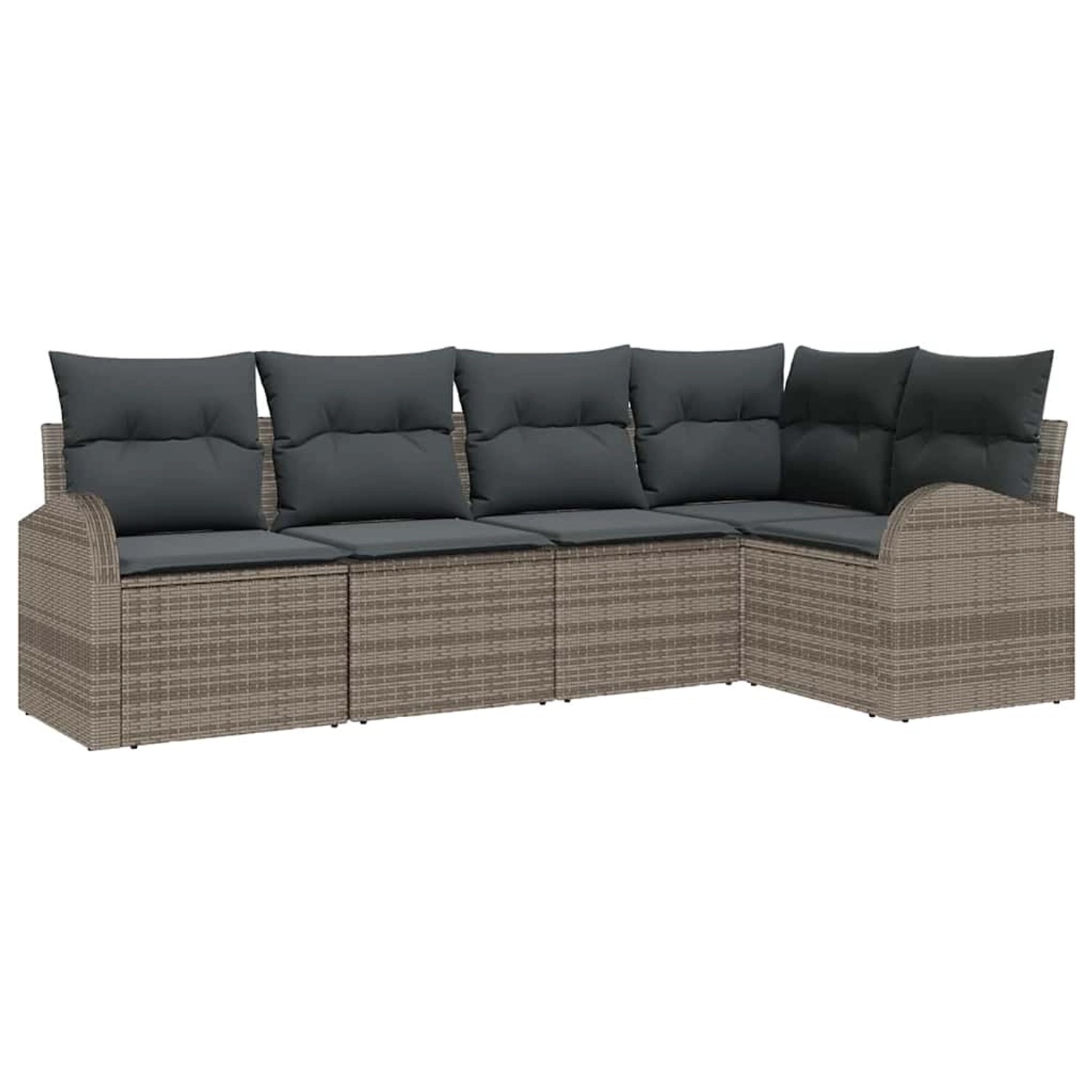 vidaXL Garten-Sofa-Set mit Kissen 5-Tlg Grau Poly Rattan 3354708 günstig online kaufen