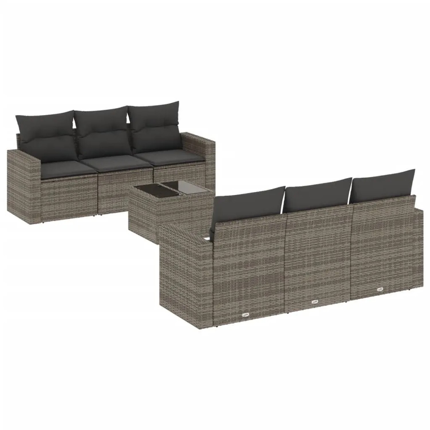 vidaXL 7-Tlg Garten-Sofagarnitur mit Kissen Grau Poly Rattan 3251047 günstig online kaufen