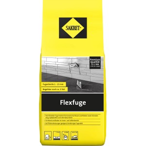 Sakret Flexfuge Zementgrau 5 kg im Sack: Flexibler Fugenmörtel für Fliesen, innen & außen.