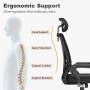 Ergonomischer Rattantree Bürostuhl: Diagramm zeigt Kopf-, Rücken- und Lendenwirbelstütze für Komfort.