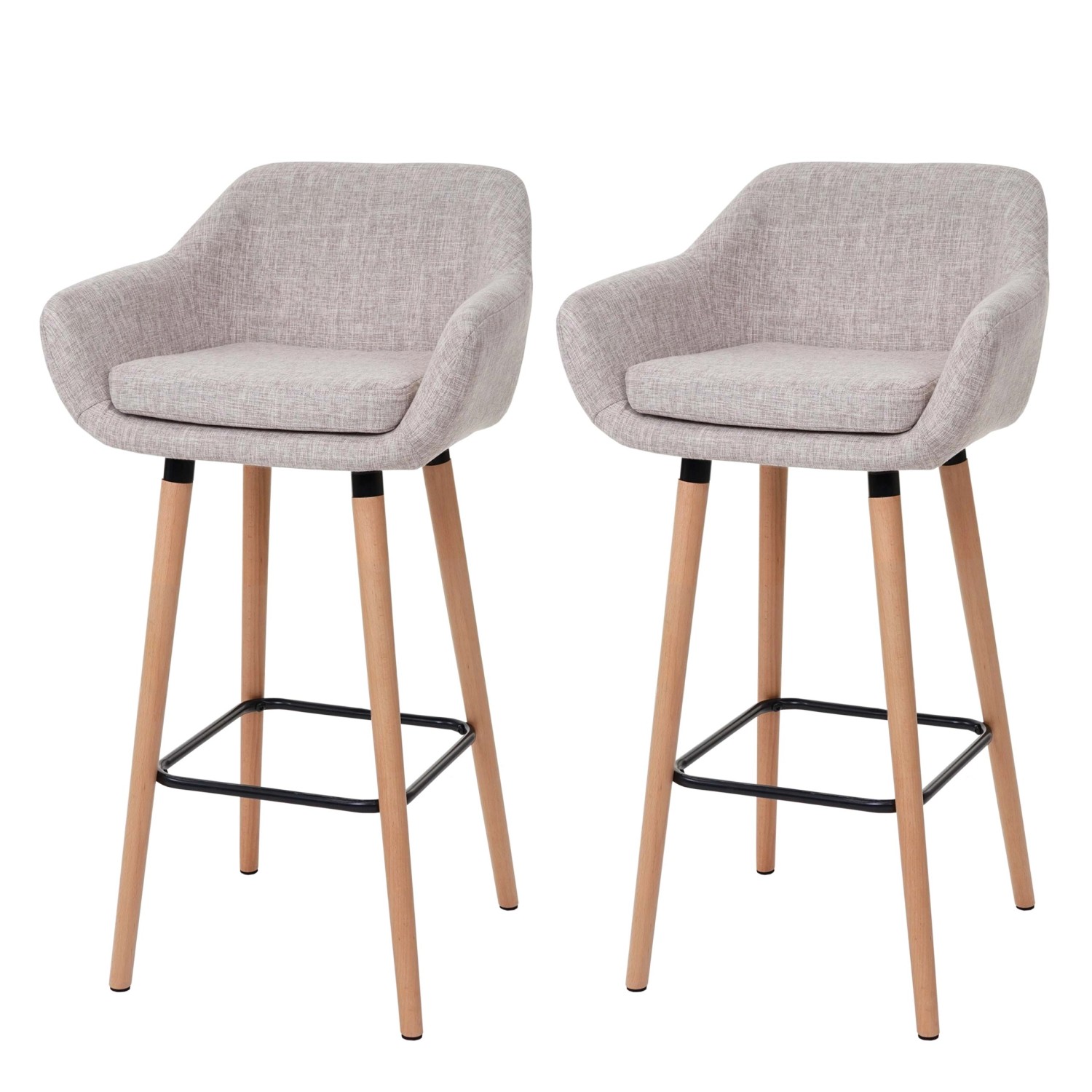 PROREGAL 2er-Set Barhocker Oslo Mit Lehne Sitzhöhe 79cm Textil Creme Grau B günstig online kaufen