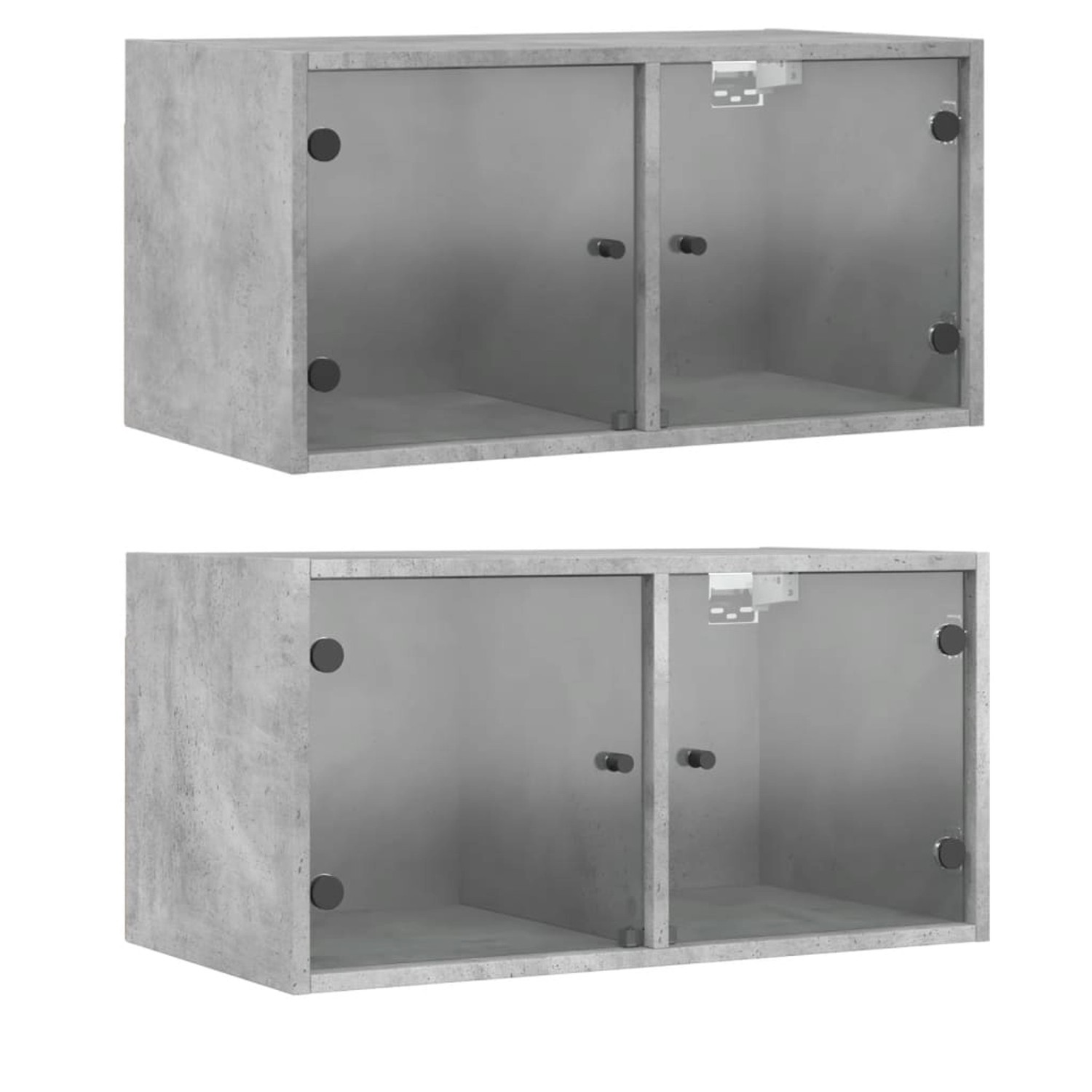 vidaXL Wandschränke mit Glastüren 2 Stk Betongrau 68,5x37x35 cm