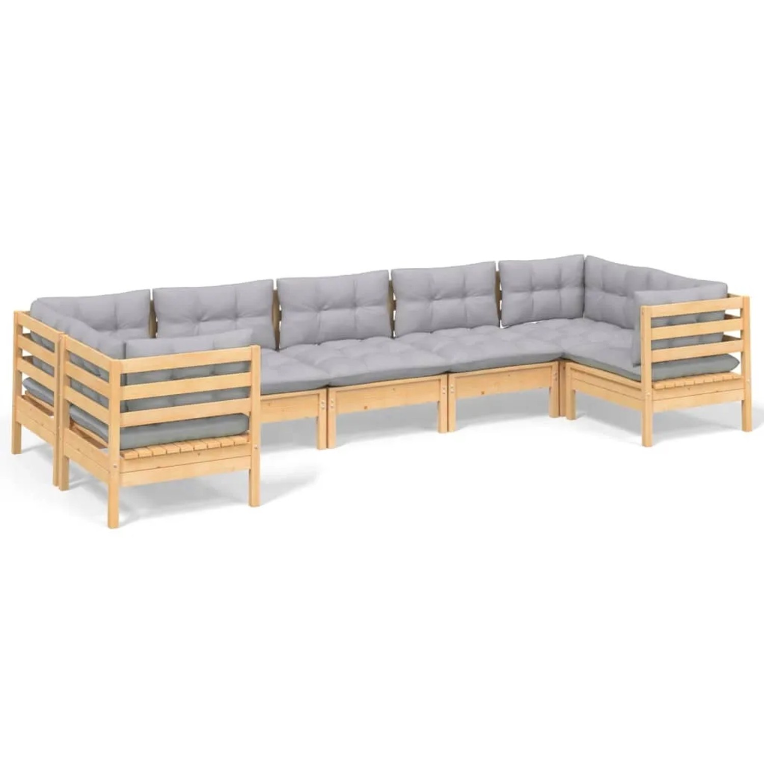 vidaXL 7-Tlg Garten-Lounge-Set mit Grauen Kissen Kiefernholz 3097306