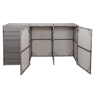 Proregal 3er-Mülltonnenverkleidung HxBxT 110x195x66 cm Poly-Rattan 3x120L Grau Mülltonnenbox Mülltonnenabdeckung