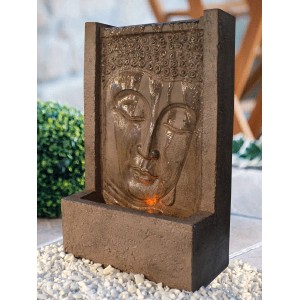 Heissner Zimmerbrunnen Buddha aus Polystone in Bronzeoptik. Dekorativer Brunnen für Innen und Außen.