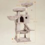 Feandrea Kratzbaum, 135 cm, braun-weiß, mit Liegemulde, Höhle, Treppe und mehreren Ebenen.