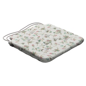 Dekoria Stuhlkissen Christoph Ecru mit Blumenmuster und Bindebändern, 42x41x3,5 cm.