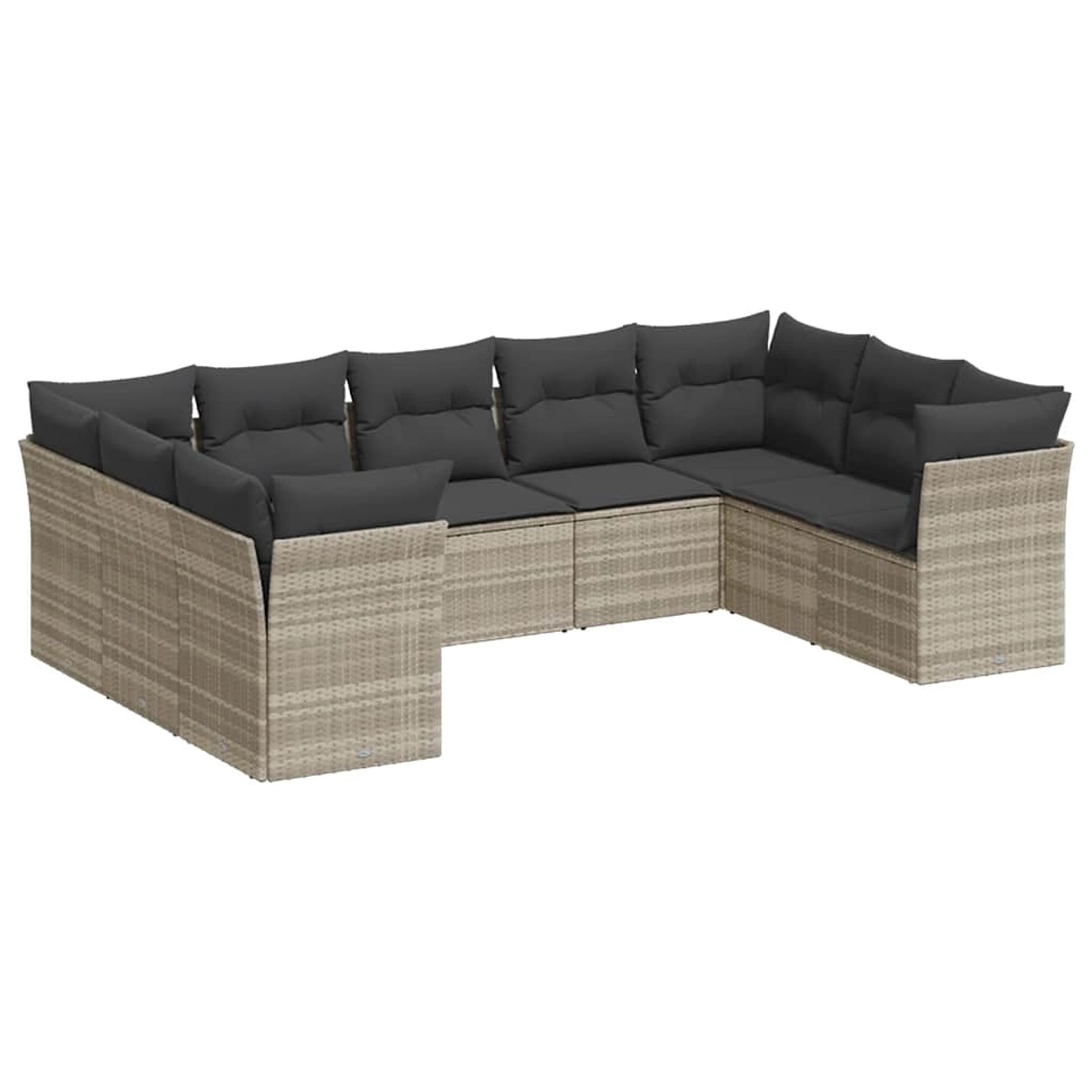 vidaXL 9-Tlg Garten-Sofagarnitur mit Kissen Hellgrau Poly Rattan 3218132 günstig online kaufen