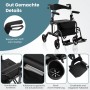 Costway Rollator, faltbar und leicht, mit Details wie Griff, Tasche und Fußstütze.