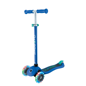 Globber Primo Lights Tretroller Kinder 120/80 mm ABEC 9 3-Rädrig Höhenverstellbar LED-Leuchtrollen Dunkelblau