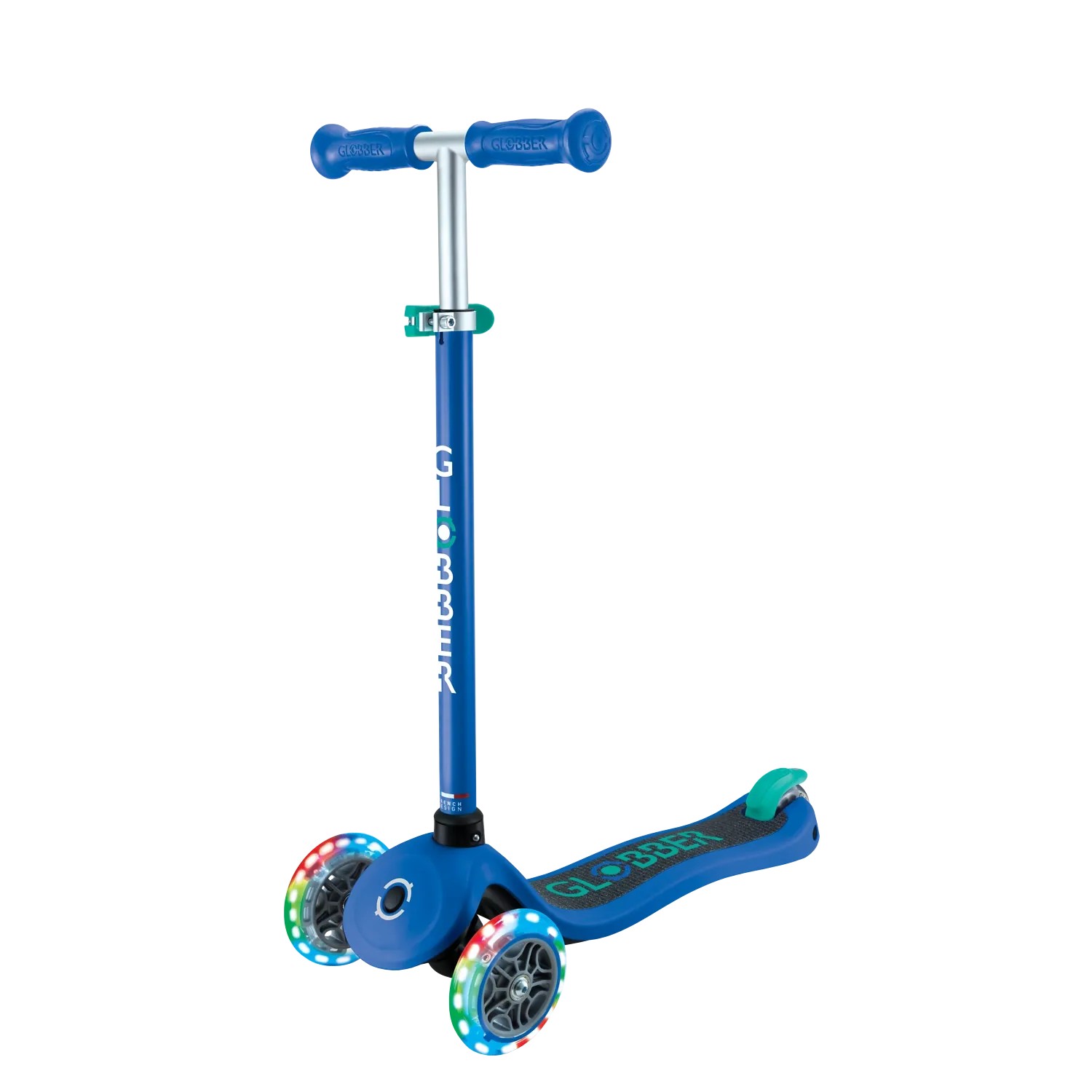 Globber Primo Lights Tretroller Kinder 120/80 mm ABEC 9 3-Rädrig Höhenverstellbar LED-Leuchtrollen Dunkelblau_3